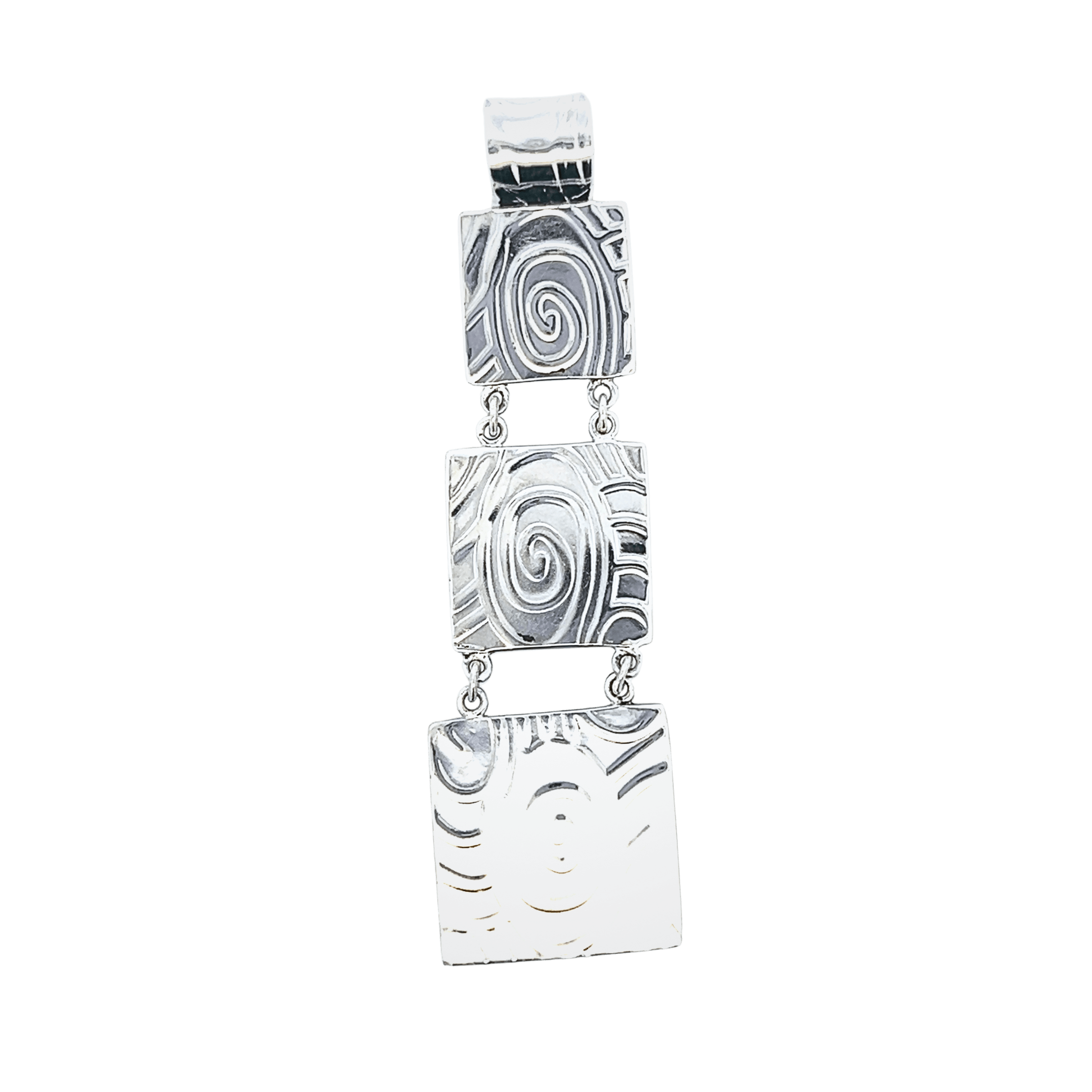 Estate Sterling Silver Turquoise Three-Tier Slide Pendant-2