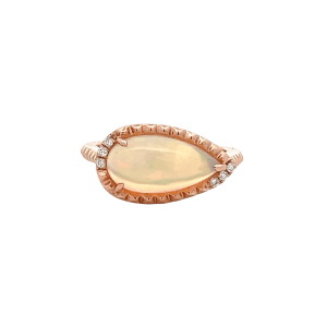 14K Rose Gold 2.20CTW Pear-Shaped Opal & Diamond Ring
