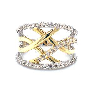 14K Two-Tone Gold 0.86CTW Diamond Crossover Ring