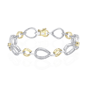 14K Two-Tone Gold 1.23CTW Diamond Open Link Bracelet