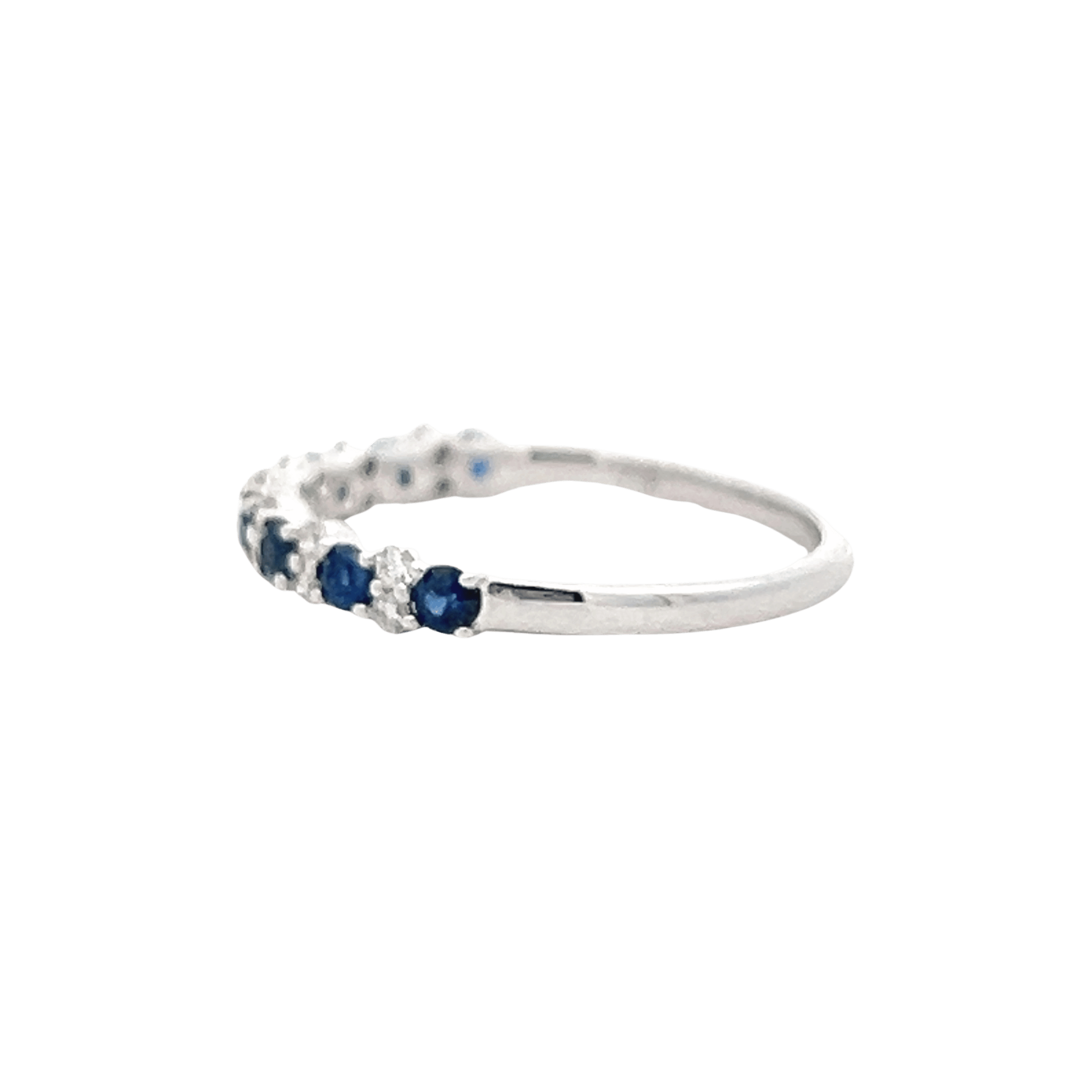 14K White Gold 0.56CTW Blue Sapphire & Diamond Alternating Band