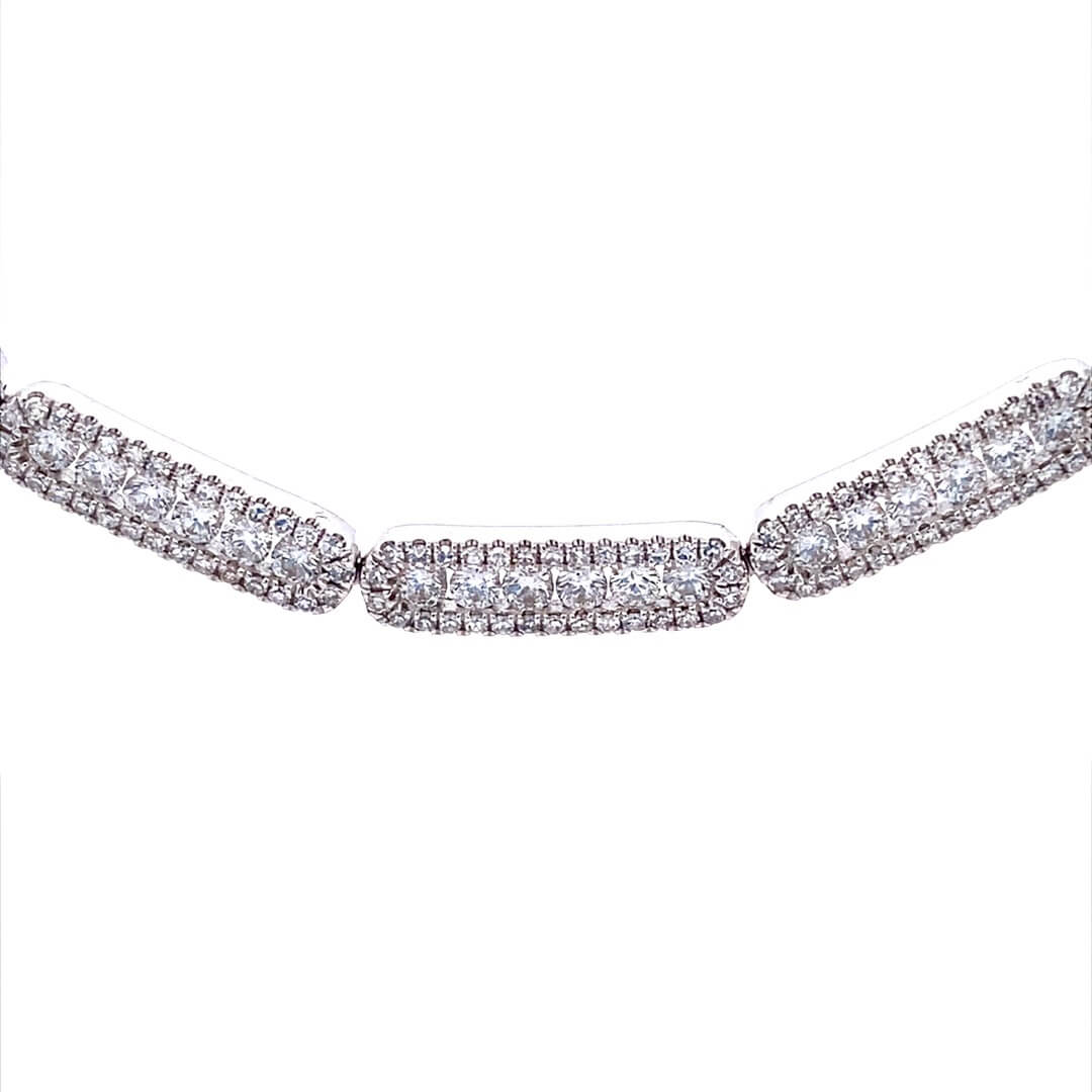14K White Gold 3.21CTW Diamond Bar Station Necklace