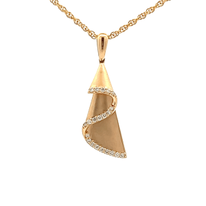 14K Yellow Gold 0.10CTW Diamond Folded Satin Finish Pendant by Allison Kaufman