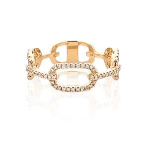 14K Yellow Gold 0.18CTW Diamond Oval Link Ring