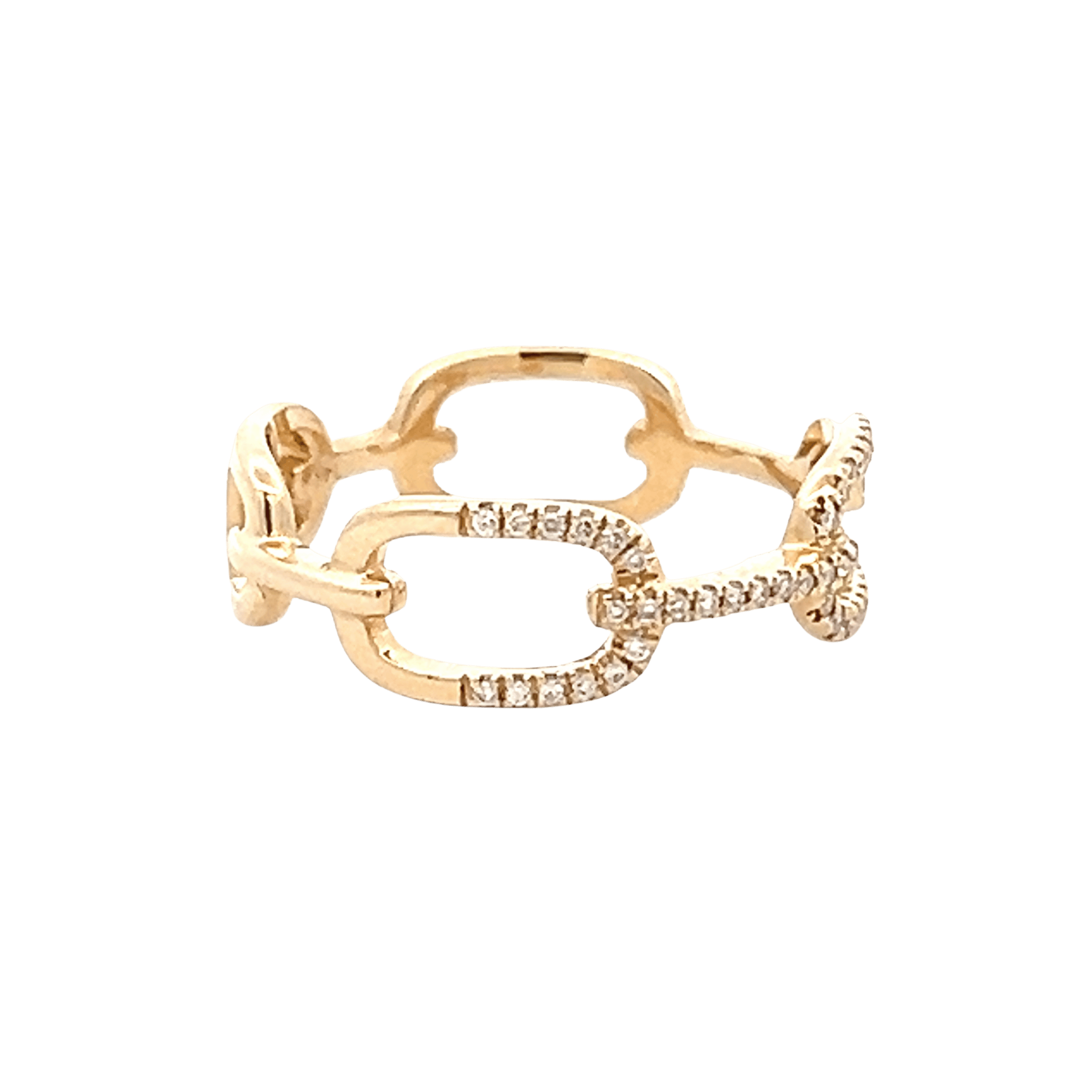 14K Yellow Gold 0.18CTW Diamond Oval Link Ring