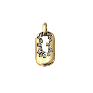14K Yellow Gold 0.20CTW Diamond Open Dog Tag Pendant