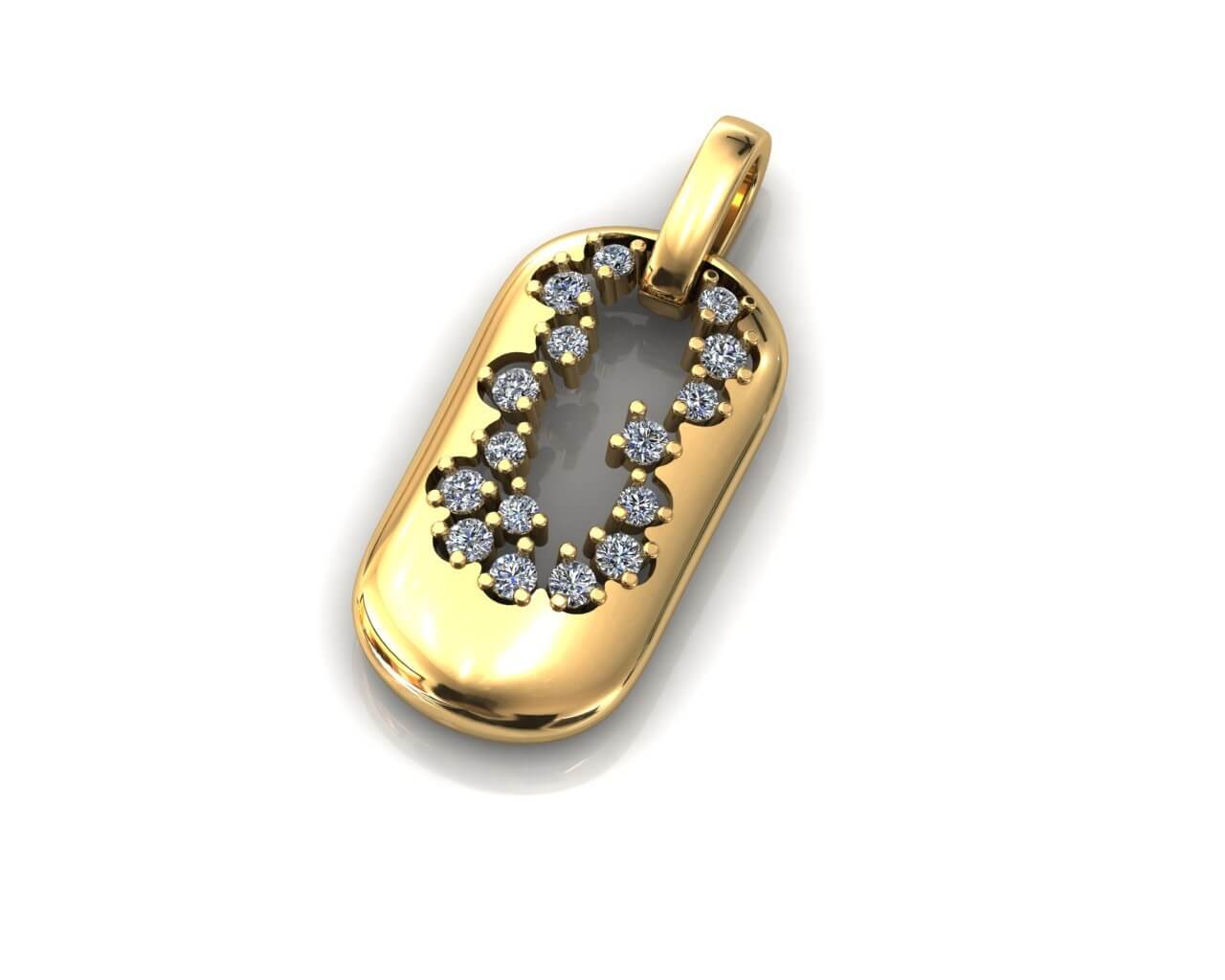 14K Yellow Gold 0.20CTW Diamond Open Dog Tag Pendant