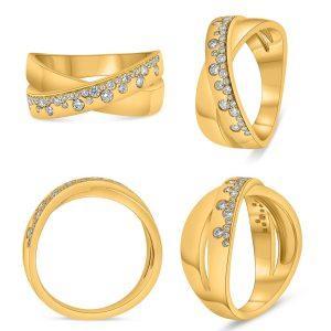 14K Yellow Gold 0.26CTW Diamond Crossover Ring