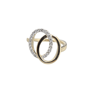 14K Yellow Gold 0.28CTW Diamond Double Oval Ring