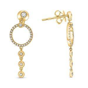 14K Yellow Gold 0.30CTW Open Circle Drop Earrings
