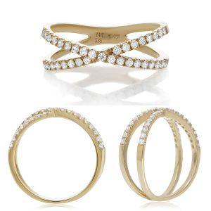 14K Yellow Gold 0.32CTW Crossover Diamond Band