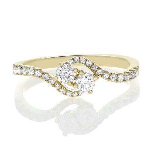 14K Yellow Gold 0.44CTW Diamond Toi-et-Moi Bypass Ring