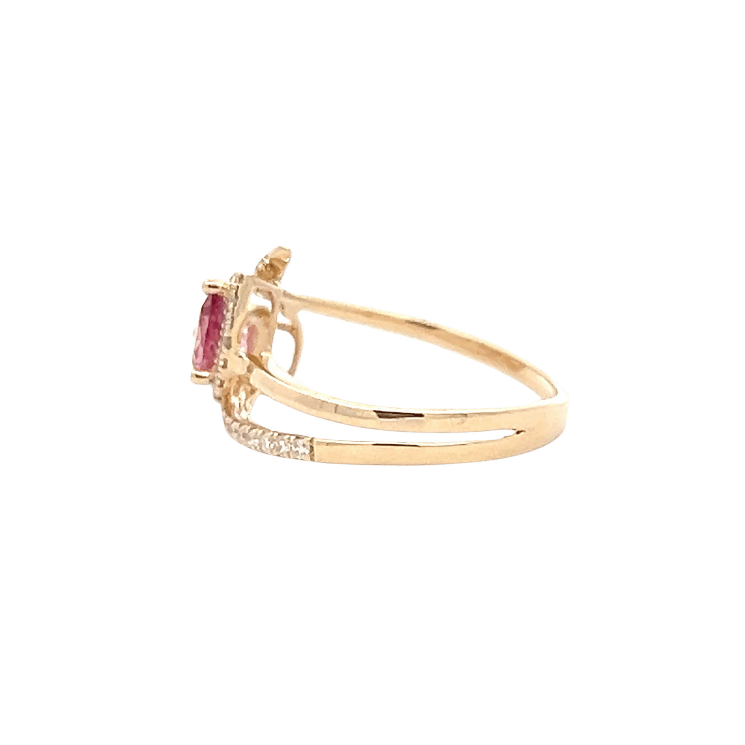 14K Yellow Gold 0.49CTW Pink Sapphire & Diamond Open Multi-Row Ring