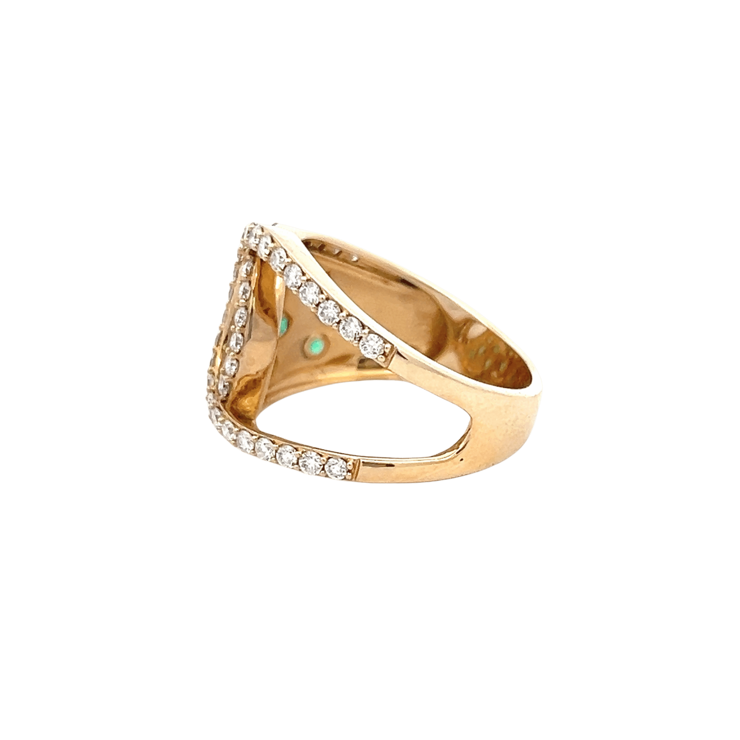 14K Yellow Gold 0.67CTW Emerald & Diamond Free Form Ring