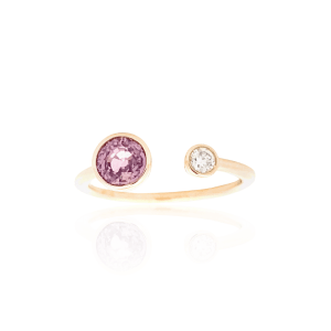 14K Yellow Gold 1.03CTW Pink Sapphire & Diamond Open Ring