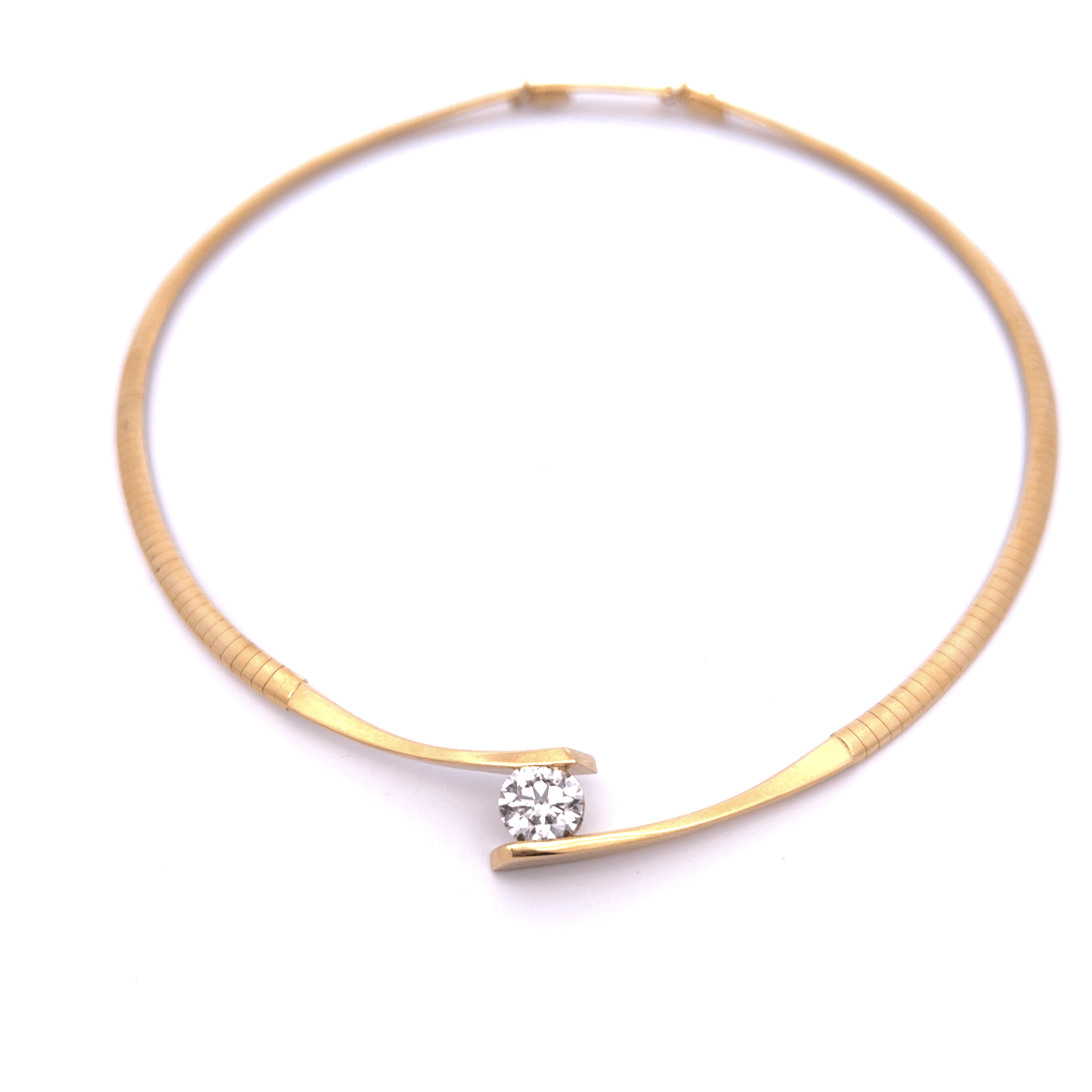 18K Yellow Gold 2.56CTW Diamond Omega Collar Necklace