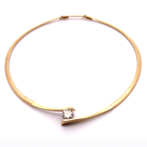18K Yellow Gold 2.56CTW Diamond Omega Collar Necklace